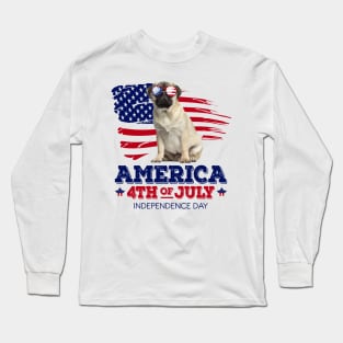 Pug Flag USA - America 4th Of July Independence Day Long Sleeve T-Shirt